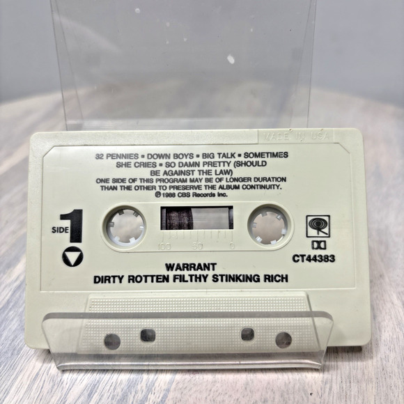 Warrant – Dirty Rotten Filthy Stinking Rich Cassette 1989 Hair Metal - Picture 3 of 4